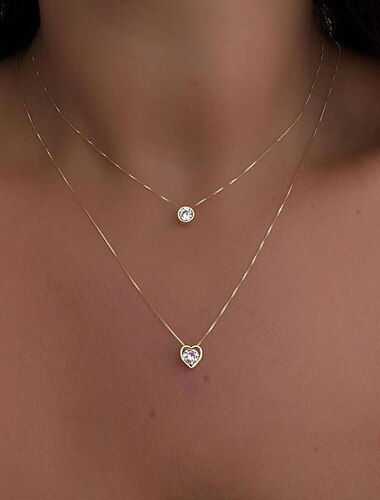 1 pc Collane a catena Collana a strati For Per donna Cristallo Chiaro Matrimonio Da sera Giornaliero Cristallo Lega Cuori
