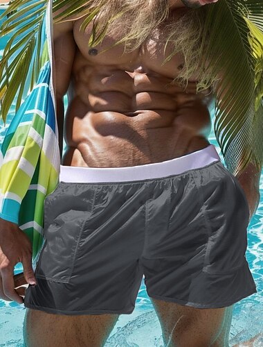  Men's Swim Trunks Swim Shorts Quick Dry Board Shorts Bathing Suit with Pockets Transparent Swimming Surfing Beach Water Sports Solid Colored Summer