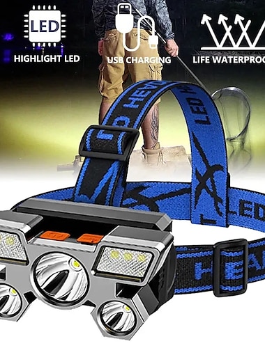  led koplamp usb oplaadbare koplamp waterdichte draagbare koplamp ingebouwde batterij zaklamp draagbare werklamp vissen camping avontuur jacht hoofdlamp