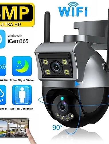  6mp ultra hd dual lens wifi ptz ip camera outdoor full color nachtzicht draadloze cctv video camera home security surveillance cam