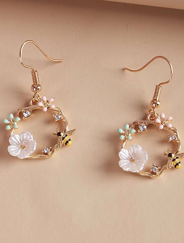  1 paire Boucle d'Oreille Pendantes For Femme Anniversaire Cadeau Fête scolaire Alliage Classique Pétale