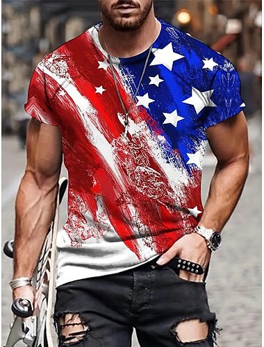  Camiseta Masculina Patrótica Veterano do Dia dos Veteranos Estampa Gráfica Bandeira Nacional Camiseta Camisetas Patrióticas Manga Curta Camiseta com Impressão 3D Camiseta de Gola Redonda Designer de