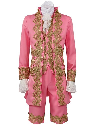 Retro Vintage Mittelalterlich Renaissance Mantel Hose Outfits Prinz Gentleman Bestickt Stickerei Herren königlich Karneval Maskerade Party Karneval von Venedig Erwachsene Mantel Weste Hose