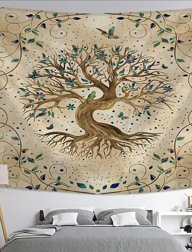  levensboom mandala hangend tapijt kunst aan de muur boho groot tapijt muurschildering decor foto achtergrond deken gordijn thuis slaapkamer woonkamer decoratie