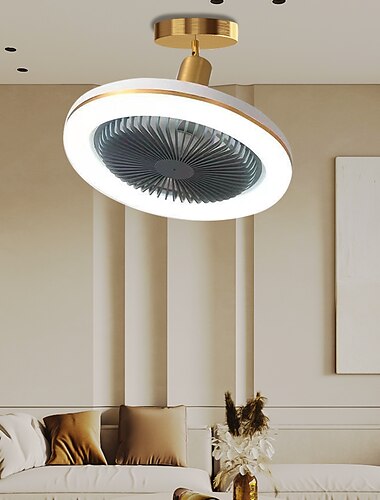  Deckenventilator mit Lichtfernbedienung, 30 W, 10 Zoll, hängender, geschlossener Deckenventilator, dimmbar, 3 Lichtfarben, 3 Geschwindigkeiten, flacher LED-Deckenventilator für die bündige Montage in der Küche, 85–265 V