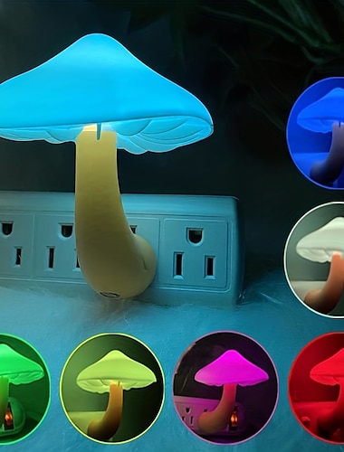  sensor led natlys stik i lampe svampe natlys 7-farve skiftende magic mini smuk svampeformet natlampe til voksne børn natlampe