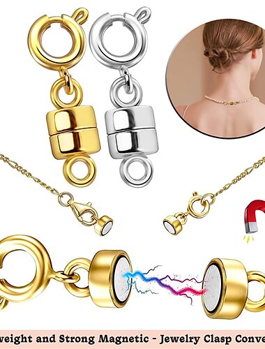  Magnetische Halskettenverschlüsse und -verschlüsse – vergoldete und versilberte Armbandverbinder für die Schmuckherstellung von Halsketten und Ketten