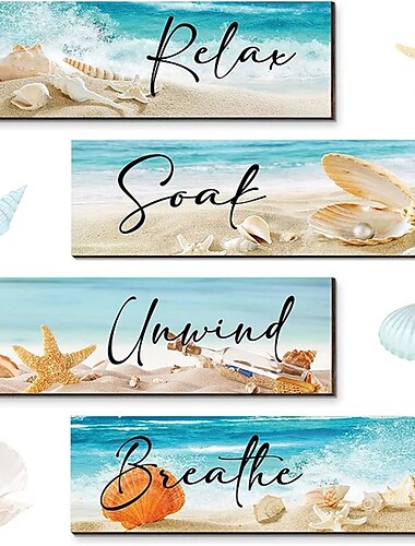  1ks oceán pláž koupelna nástěnná výzdoba dřevěný relax namočit relaxovat dýchat stěna umění koupelna znamení závěsná mušle hvězdice dřevěná cedule pokoj výzdoba scéna výzdoba ložnice výzdoba vchod