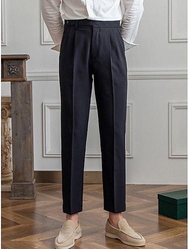  Voor heren Pakken Broek Kostuumbroek Gurkha-broek Geplooid Hoogte stijging Effen Comfort Ademend Buiten Dagelijks Uitgaan Vintage Elegant Zwart Khaki