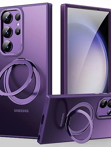  telefon Etui Til Samsung Galaxy S24 S23 Ultra Plus S23 Magnetisk adsorptionsetui Med Magsafe Med stativ Magnetisk Helkropsbeskyttelse Ensfarvet TPU