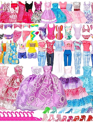  בגדי בובות ואביזרים ורודים, 30 ס"מ בגדי בובות ייטיאן אביזרי צעצוע לנסיכה אביזרי בגדי בובות