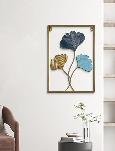 1 Stück goldene Blattmetall-Wandkunst für den Außenbereich, rostfreie Wandskulptur, ideal für Garten, Haus, Bauernhaus, Terrasse und Schlafzimmer, 30 x 43 cm/11,8'' x 16,9''
