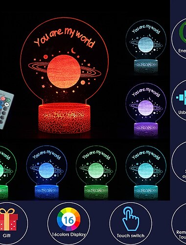  sistema solare 3d illusione ottica lampada da tavolo laterale universo spazio galassia luce notturna per arredamento camera dei bambini luce regalo per ragazzi e ragazze