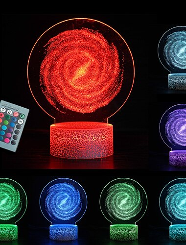  מערכת סולארית תלת מימד אשליה אופטית מנורת שולחן צד יקום חלל גלקסיה אור לילה לחדר ילדים עיצוב אור מתנה לבנים ובנות