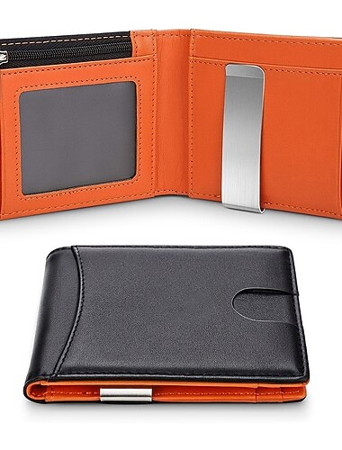  Összecsukható RFID blokkoló pénztárca férfi vékony pénztárca pénzcsipesszel RFID blokkoló bifold minimalista hitelkártya tartó férfiaknak
