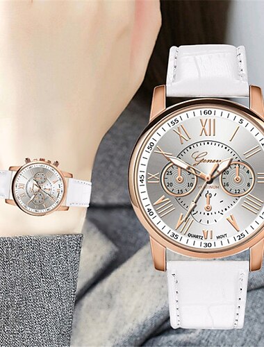  Genf Damen Quarz uhr Draussen Lässige Uhr Armbanduhr Analog WASSERDICHT Lederband Beobachten