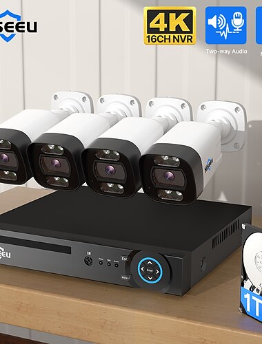  Hiseeu 4K 8MP 5MP 3MP 8CH POE IP Surveillance Camera Security System Kit Set AI Face Detection Two-way Audio Smart CCTV HD NVR