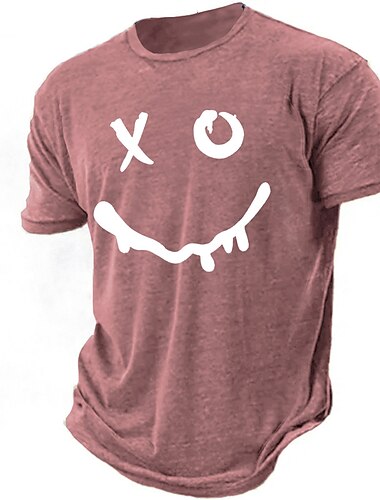  Herre Grafisk Morsom Smilefjes T skjorte Kortermet T skjorte 3D-utskrift Crew-hals Skjorte Årgang Mote Designer utendørs Daglig Sport Rosa Grønn Mørkeblå Vår sommer Klær S M L XL 2XL 3XL