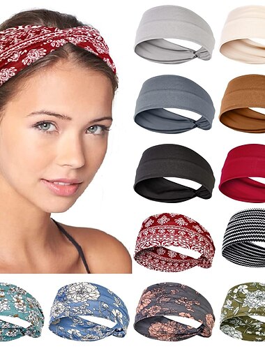  Diademas boho para mujeres, turbante, bandas para la cabeza para el cabello de las mujeres, bandas elásticas para el cabello para entrenamiento de cabello corto, envoltura de cabeza torcida de yoga