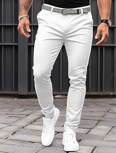  Per uomo Pantaloni Chino Pantaloni estivi Pantaloni casual Tasca frontale Liscio Comfort Traspirante Informale Giornaliero Per eventi Di tendenza Essenziale Zucca Nero