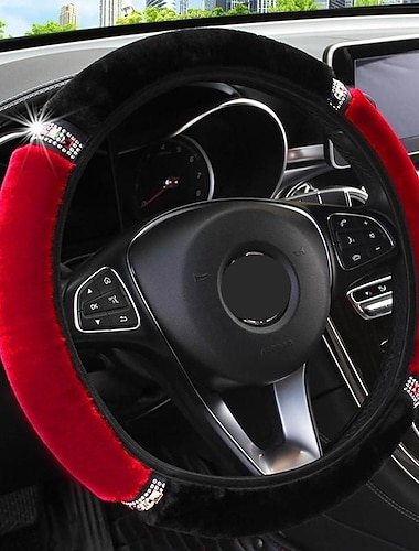 Starfire Universal 37-38Cm Diameter Zachte Pluche Strass Auto Stuurhoes Interieur Accessoires Stuurhoes Auto-styling