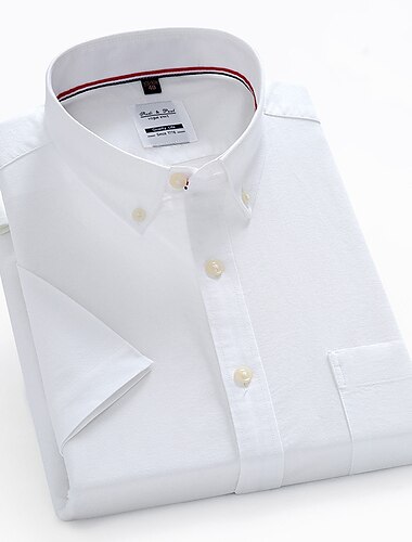  Herren Oberhemd Hemd Oxford Hemd Kariert / Gestreift / Chevron Hochzeit Büro & Karriere Weiß Marineblau Blau Himmelblau Kurzarm Hemdkragen Ganzjährig Bekleidung