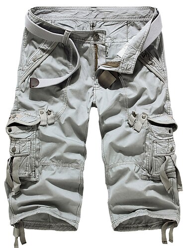  Herren Cargo Shorts Kurze Hosen Shorts Kurze Hosen Caprihose Kurze Hose für Wanderer Bein Kordelzug 6 Tasche Glatt Komfort Outdoor Täglich Ausgehen Modisch Strassenmode Wein Armeegrün