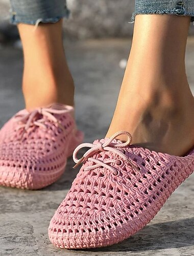  Damen-Mokassins zum Hineinschlüpfen aus gewebtem Stoff – atmungsaktive Schnürschuhe für Strandspaziergänge, Gartenarbeiten und lässige Sommeroutfits