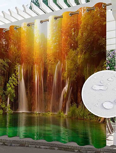  Wasserdichte Outdoor Vorhang Außenvorhänge für die Hochzeitsterrasse im Innenbereich, dicke Sichtschutz-Ösenvorhänge für Hochzeitsschlafzimmer, Wohnzimmer, Veranda, Pergola, Cabana