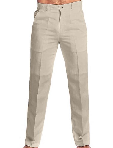  Herren Anzughosen Leinenhose Hose Hosen Sommerhosen Strandhose Gerade geschnitten Glatt Komfort Outdoor Casual Täglich Strassenmode Stilvoll Schwarz Weiß