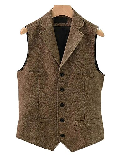  Miesten Liivi Gilet Arki-asut Loma Bile Vintage Muoti 봄 & Syksy nappi Polyesteri Mukava Tavallinen Yksirivinen V kaula-aukko Normaali Vaalean sininen Syvä vihreä Harmaa vihreä Järven sininen Liivi