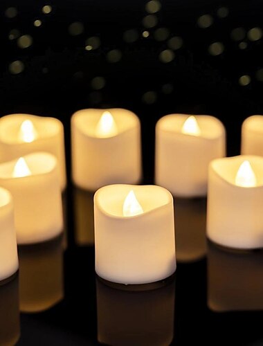  12 Uds. De velas led con temporizador sin llama, velas de té a batería de larga duración para decoraciones navideñas para mesa de boda, blanco cálido