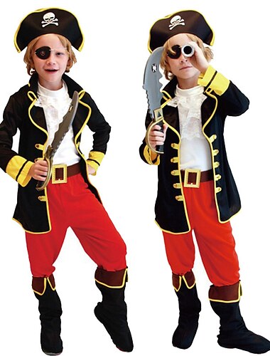  Pirat Karnevalsdräkt Cosplay-kostym Festklädsel Maskerad Kläder Pojkar Barn Prestanda Fest Halloween Maskerad Mardi Gras Lätt karnevalsdräkt