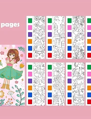  12-teiliges Aquarell-Malbuch für Kinder, Mal- und Zeichenbuch für Schüler, Zeichen- und Malpapier mit integriertem Aquarellstift, der die Konzentration der Kinder verbessert