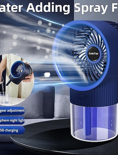  מאוורר מים עם ערפל מיניאטורי לשולחן – מאוורר מזגן עם מים נטען באמצעות USB לבית או משרד