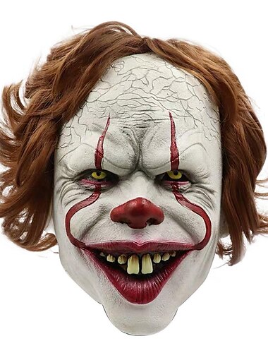  Det Pennywise Dræberklovn Maske Voksne Unisex Skræk Skræmmende kostume Halloween Karneval Mardi Gras Nemt karnevalskostume