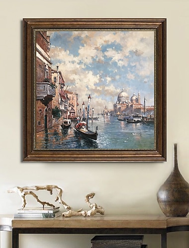  håndlagde oljemalerier lerret veggkunst dekorasjon europeisk grand canal vann arkitektur landskap for hjemmeinnredning rullet rammeløst ustrukket maleri