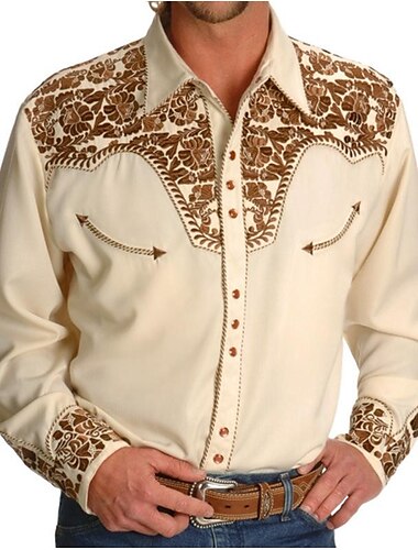 Klassisch Retro Vintage Bluse / Hemd West Cowboy Herren Maskerade Alltagskleidung Hemd