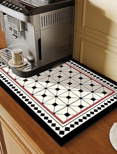  alfombrilla de secado de platos para barra de café de cocina, alfombrilla de platos reversible absorbente de secado rápido