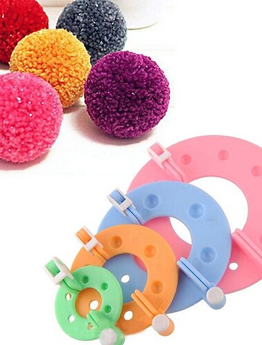 4 Größen Pompom-Maker, Pompon-Herstellungswerkzeug für die Herstellung von Flauschballen, DIY-Wollgarn-Strick-Bastelprojekten