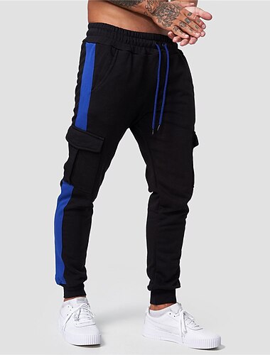  Herren Fleecehosen Jogginghose Trainingshose Jogginghose Jogger Hose Hosen Cargo-Jogginghose Kordelzug Elastische Taille Elastischer Ärmelbund Farbblock Komfort Warm Casual Täglich Festtage Sport