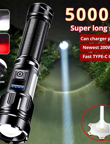  Nueva linterna led de alta potencia xhp50super brillante linterna recargable usb 18650 zoom potente linterna de caza