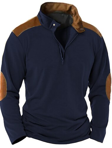  Per uomo Mezza camicia con zip T-shirt Maglia a maniche lunghe Manica lunga Color Block Di tendenza Originale Essenziale Chiusura lampo quarto Henley Da mare Strada Per uscire Estate Nero Blu marino