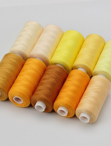  Nähgarn-Set mit 10 Spulen, 400 Yards/Spule, Polyestergarn, Steppgarn 402, Garnsortiment für Handmaschinennähen und Sticken