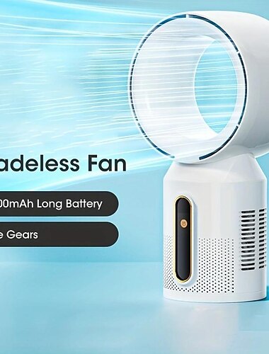  Multifunksjonell USB-vifte – Oppladbar bordvifte med LED-lys camping tak- og portabelmodus