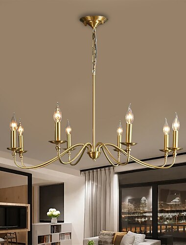  gouden kroonluchter 8-lichts moderne kroonluchter voor eetkamer, slaapkamer, foyer, woonkamer, kookeiland, hal, kantoor, bar, boerderijdecor 110-240v