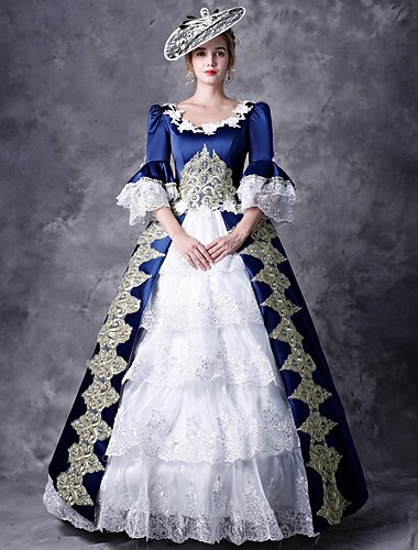  Gotisk Victoriansk Vintage Inspirert Kjoler Party-kostyme Ballkjole Prinsesse Shakespeare Helfarge Ballkjole Dame Royal Halloween Karneval Valentinsdag Fest Aftenselskap Maskerade Voksne Kjole Alle