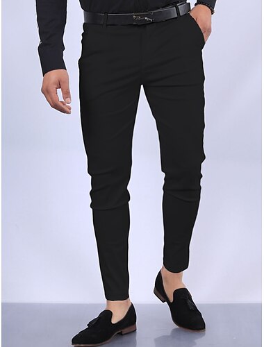  Herren Chinesisch Chino Chino Hosen Tasche Geometrie Komfort Atmungsaktiv Outdoor Täglich Ausgehen Modisch Strassenmode Schwarz Weiß