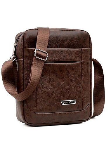  Herren Umhängetasche Schultertasche Schulranzen PU-Leder Outdoor Täglich Reißverschluss Hohe Kapazität Wasserdicht Leichtgewichtig Feste Farbe Gelb Braun Schwarz Braun