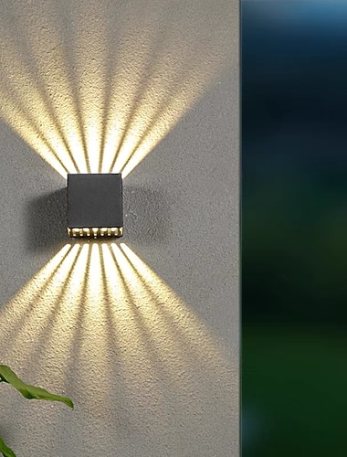  Moderne Außenwandleuchte, Auf- und Ab-Licht, warmweiß, wasserdichte Wandleuchte, Beleuchtung, Aluminium-LED-Außenleuchte für Innen- und Außenterrasse, Veranda, 110–240 V